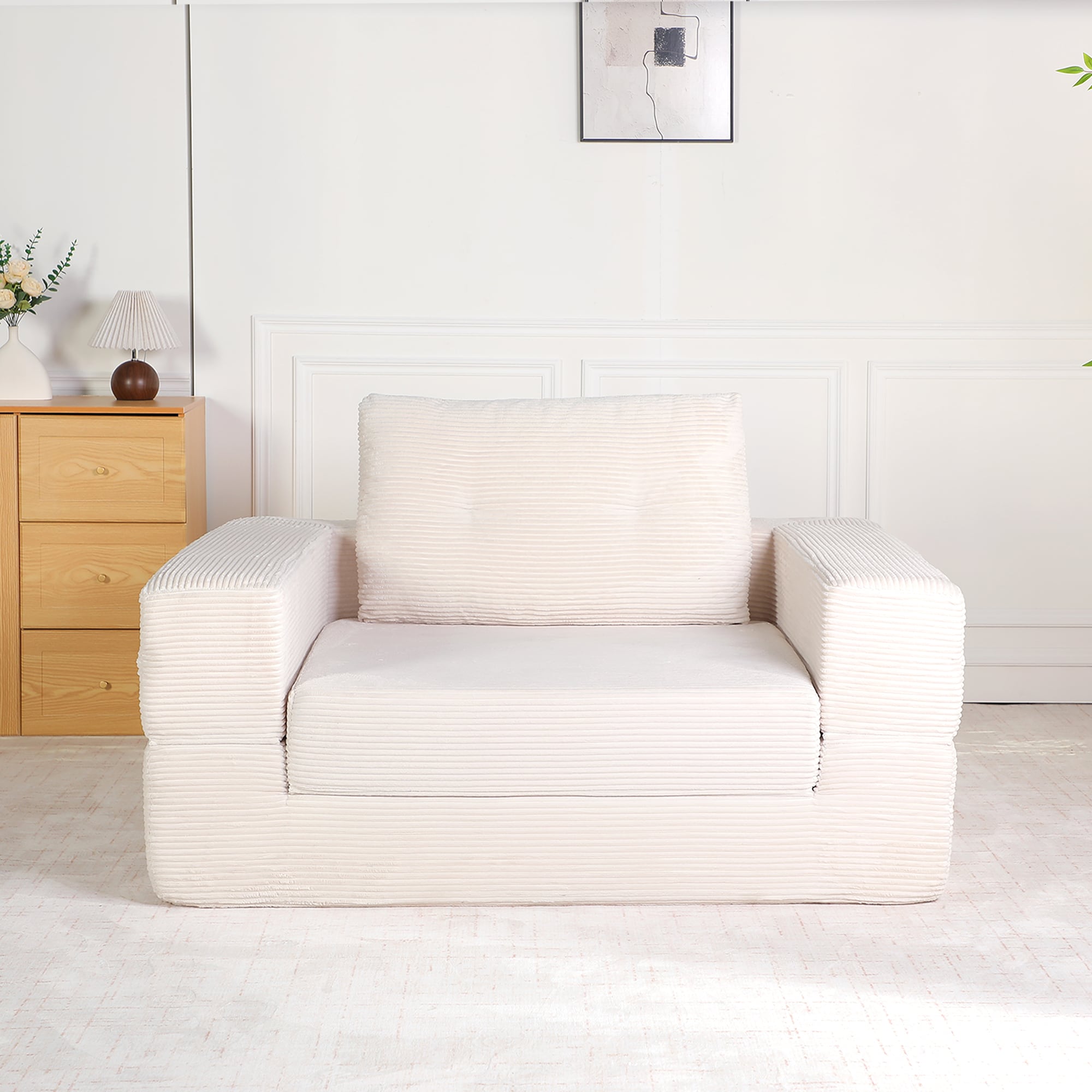 Compression Floor Sofa For Adults And Pets With Pillow Beige_voghion.com